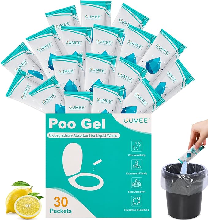 Lemon Portable Toilet Gel, Poo Gel for Potty, Camping Toilet Powder for Bucket, Eco Absorbent Gelling, Portable Urine Packets for Outdoor Recreation Suppliess(30)