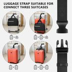 BILIONE Luggage Connector Straps, Suitcase Straps to Connect 3 Suitcases ＆ Add A Bag, Luggage Straps for Suitcases Adjustable Buckle Belt (Black, 2 Pack)