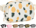 Pritent Fanny Packs for Women Cross Body Bag Waterproof Belt Bag with Adjustable Strap and Zipper Back Pocket Small Crossbody Bags Fashion Waist Packs for Workout Travelling(Pineapple)