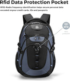 Swissdigital Design Laptop Backpack with USB Charging Port, Travel Backpack Fits 15.6 inches Computer, 31L College School Backpack for Men, Haze Blue/Black | SD803-16
