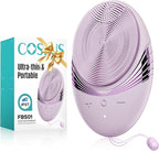 COSLUS Facial Cleansing Brush Face Scrubber : Portable Silicone Waterproof Rechargeable Face Wash Brush, 5 Cleansing Modes, Electric Deep Cleaning for Men & Women, Removing Blackhead (Light Purple)