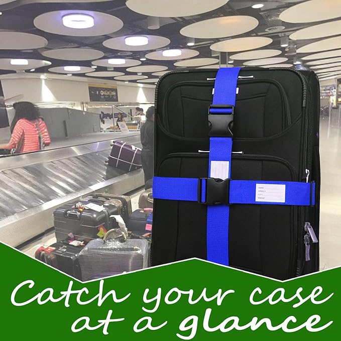 Ultra Long Heavy Duty Luggage Straps for Suitcases/Uprights/Duffels/Bags, 79" Adjustable Travel Packing Belts for Cargo Safety, Sturdy Baggage Strap Belts Multi-Pack