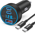 130W 3-Port USB C Super Fast Car Charger (with Voltage Display) for Samsung Galaxy S26/S25/ S24/S23/S22 Ultra/Z Fold/Flip, Android Phone, Type C Car Charger Adapter Accessories + 240W 3FT USB C Cable