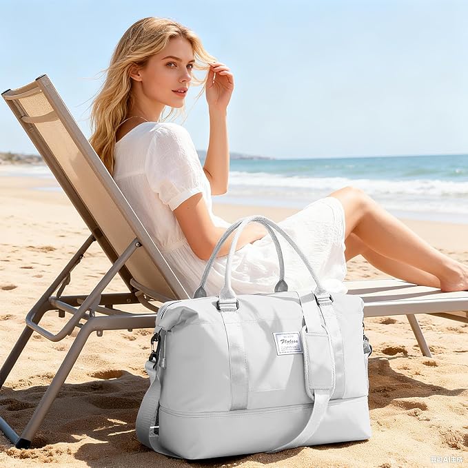 Travel Duffel Bag, Sports Tote Gym Bag, Shoulder Weekender Overnight Bag for Women