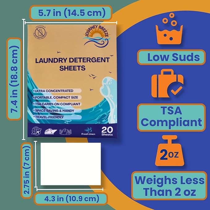 Travel Laundry Detergent Sheets Bundle – 50 Count Hand Wash + 20 Count Machine Wash Laundry Detergent Sheets for Sink Washing in Hotels, Cruises, Camping & Backpacking