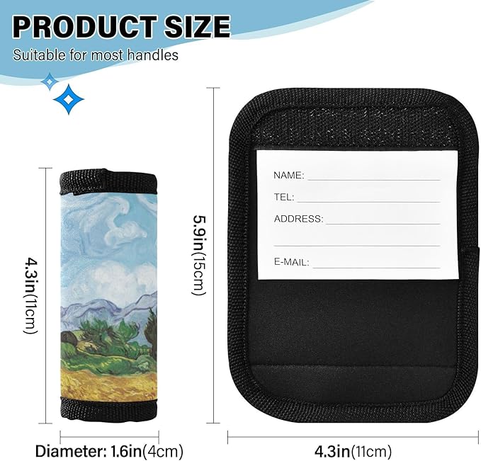 4Pcs Luggage Handle Wrap Suitcase Identifier Handle Covers Tags Soft Travel Bags Luggage Handle Gripper Accessories for Airplane Flying Natural Scenery Vango