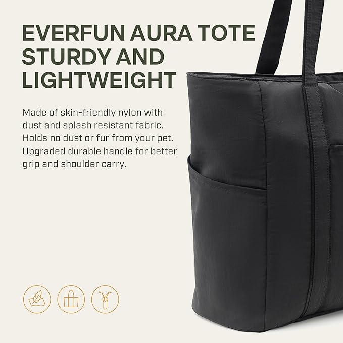 Everfun Large Tote Bag for Women, Ultra Soft Gym Tote, Everyday Yoga Washable Bag with Zipper, Travel, Beach, Laptop Work