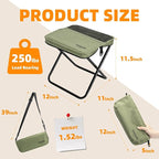 Portable Folding Camp Stool with 2 Side Pockets, Lightweight Foldable Camping Stool for Adults, Backpacking Travel Fishing Stool, Compact Folding Seat Collapsible Purse Chair (Green)
