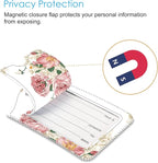 Fintie Luggage Tags, Privacy Cover ID Label with Stainless Steel Loop and Address Card for Travel Bag Suitcase, Flower Festival (2 Piece)