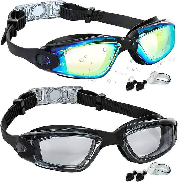EWPJDK Swim Goggles - 2 Pack Swimming Goggles Anti Fog No Leaking For Adult Women Men