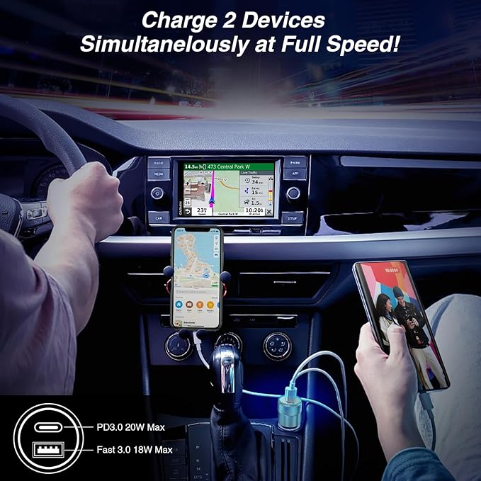 Car Charger, 5 Pack 38W Dual Ports USB-C & USB-A Cigarette Lighter Adapter Fast Charging Car Phone Charger for iPhone 16e 16 15 14 13, Samsung S25 S24, Pixel Cargador para Carro Phone Plug for Car