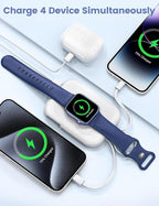 RORRY CharmGo Portable Charger, 5000mAh Portable Charger Power Bank with Built-in Cables, Travel Keychain Battery Pack for Apple Watch and iPhone Air/17/16/15/14/13/12, White