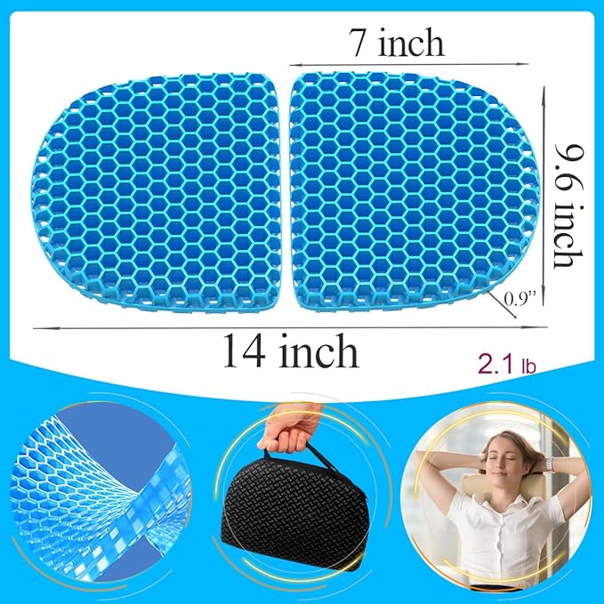 masteymoh Small Foldable Seat Cushion 0.9-Inch Thick, 14 x 9.6 Inches Portable Cooling Gel Seat Cushion for Pressure Relief, Light Seat Cushion for Travel seat Cushion, Foldable for Easier Storage