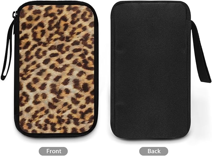 Leopard Print Electronics Case, Mini Cable Organizer Bag for Essentials, Tech Accessory with Cord Organizer for Phone, Power Bank, SD Card