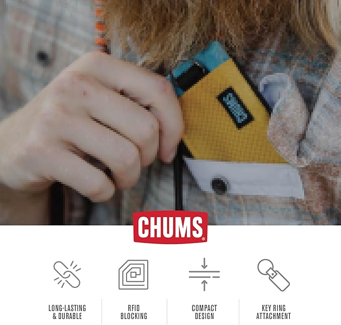 Chums Surfshorts Wallet - Lightweight Zippered Minimalist Wallet with Clear ID Window - Water Resistant with Key Ring (Rainbow Tie Dye)