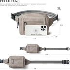 LATMAP 3L TRIPLE ZIP Fanny Packs Belt Bag For Women Men Crossbody Waist Pack Sling Chest Bum Travel Bag Purse Faux Leather Fashion Cute Grey