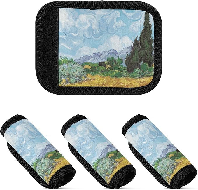 4Pcs Luggage Handle Wrap Suitcase Identifier Handle Covers Tags Soft Travel Bags Luggage Handle Gripper Accessories for Airplane Flying Natural Scenery Vango