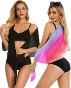 CHICGAL 2 Pieces Women Beach Sarong Bathing Suit Wrap Skirt Sheer Bikini Swimsuit Cover Ups for Swimwear