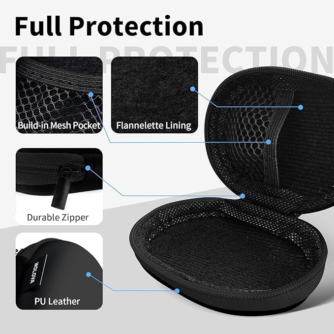 for Earbuds Carrying Case, Small Oval Storage Cases, Portable Storage Earbud Pouch Bag for Earbuds, in-Ear Headphones, Earphones, Headsets, USB Charging Cable, Black1