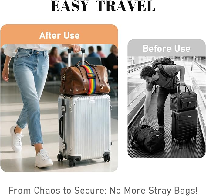 Multi Use Strong Adjustable Luggage Connector Straps for Suitcases,2 Pack Flexible Luggage Accessories Elastic Fastening Bag Strap