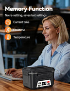 EAST OAK Heated Lunch Box for Men, Electric Lunch Box for Adults, 5.5 Cups Cordless Portable Food Warmer, Rechargeable Self Heating Food Heater with Memory Function, Automatic Keep Warm(Matte Black)