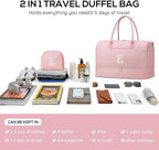 Letter Weekender Bags for Womens - Duffle Bag with Shoe Compartment Personalized Overnight Bag with Toiletry Bag Duffel Bags for Gym Hospital Bags Gift for Women Pink (Letter E)