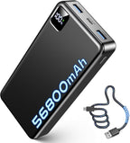 Portable Charger Power Bank, 56800mAh Battery Pack, 22.5W Fast Charging Portable Phone Charger for Camping Travel Essential Compatible with iPhone 17/16/15/14/13 Series, Samsung, Google,iPad-Black