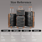4 Piece Luggage Set, Hardside Expandable Lightweight Suitcase with 360° Mute Spinner Wheels Luggage Sets, TSA Lock, 14/20/24/28 Inch Travel Luggage for Men, Women and Girls (Black 3)