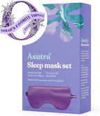 ASUTRA Silk Eye Pillow for Sleep, Purple - Filled w/Lavender Buds & Flax Seeds, Weighted Eye Mask, Meditation & Light Blocking Blindfold, Cooling Gel Mask Included
