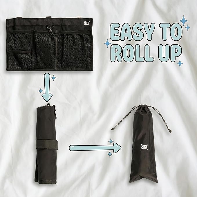 Airplane Seat Organizer to Clip onto Airplane Seat Pocket | Travel Essentials Accessory with Improved Universal Compatibility (15 x 9 Inches)