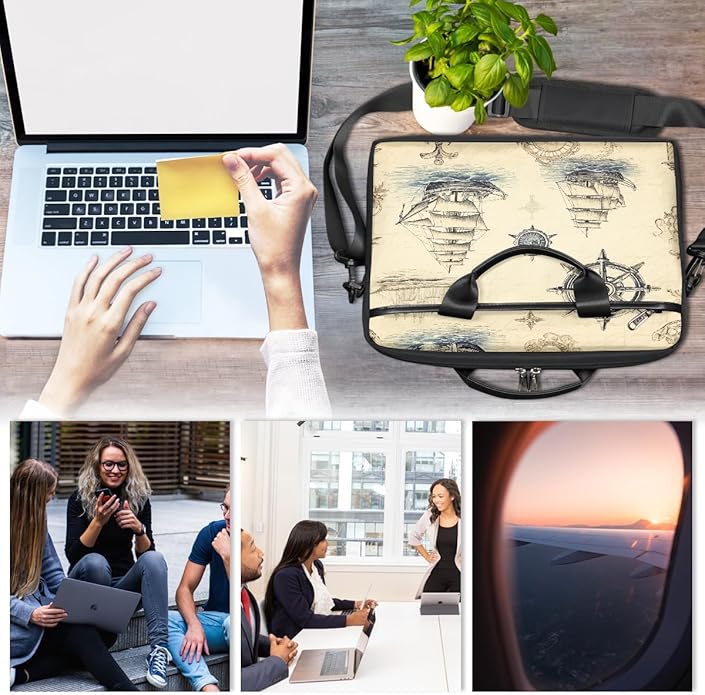 Laptop Shoulder Bag for Women Men, Waterproof Computer Case Messenger Bag Briefcase for Business Office Travel