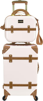 World Traveler VentureX Airline Approved 2-Piece Carry-On Luggage Set – Lightweight Hardside Polycarbonate Suitcase with Spinner Wheels - Gatsby Ivory