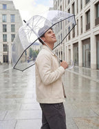 G4Free 52 inch Clear Bubble Umbrella, Large Canopy Transparent Dome Coverage Stick Umbrella, J Hook Handle European Style for Weddings,Prom,Graduation and Outdoor Events