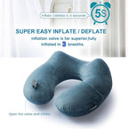 Keemall Inflatable Travel Neck Pillow for Airplane Sleeping Blow Up Neck Support Air Pillow Traveling on Plane Long Flights Washable