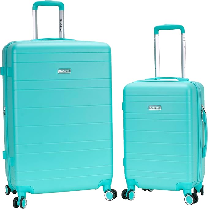 Rockland Palm Beach Hardside 2 Piece ABS Luggage Set, (20"/27"), Turquoise