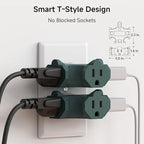 [ETL Listed] Cable Matters 3-Pack 3 Way Plug Adapter 15A 1875W, 3 Prong 3 Outlet Adapter, Power Splitter Plug Outlet, 3 Way Electrical Splitter, Green