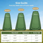 Wolfwise Pop Up Shower Tent, Portable Instant Changing Tent with Ventilation Window & Carry Bag, Privacy Bathroom Toilet for Beach, Camping & Outdoor, Width 47 ", Height 75 ", Green