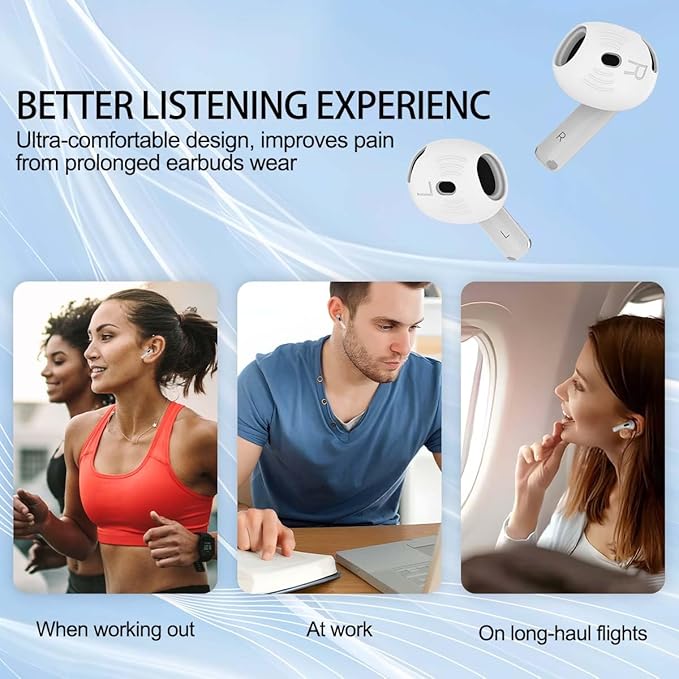 5 Pairs Ear Tips Cover for AirPods 4 Earbuds, Silicone AirPod 4 Ear Cover Anti Slip Ultra Thin Soft Air Pod 4 Accessories Compatible for Air Pods 4th Generation 2024 [Fit in Charging Case] - White