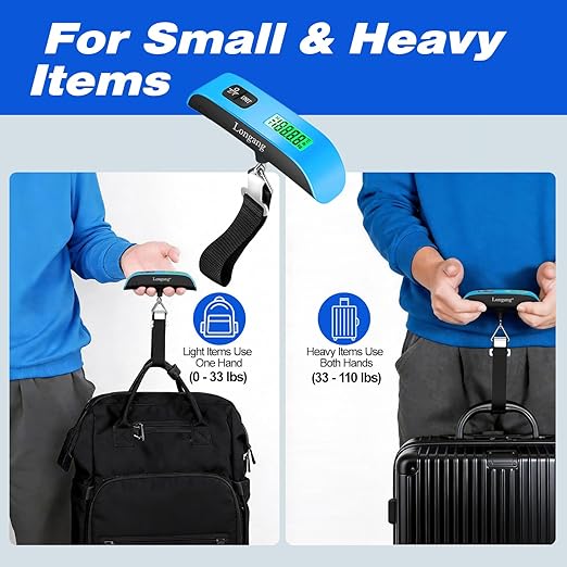 Digital Hanging Luggage Scale with Backlit for Travel, Portable Handheld Suitcase Weight Scale with Hook, 110 Pounds, Battery Included