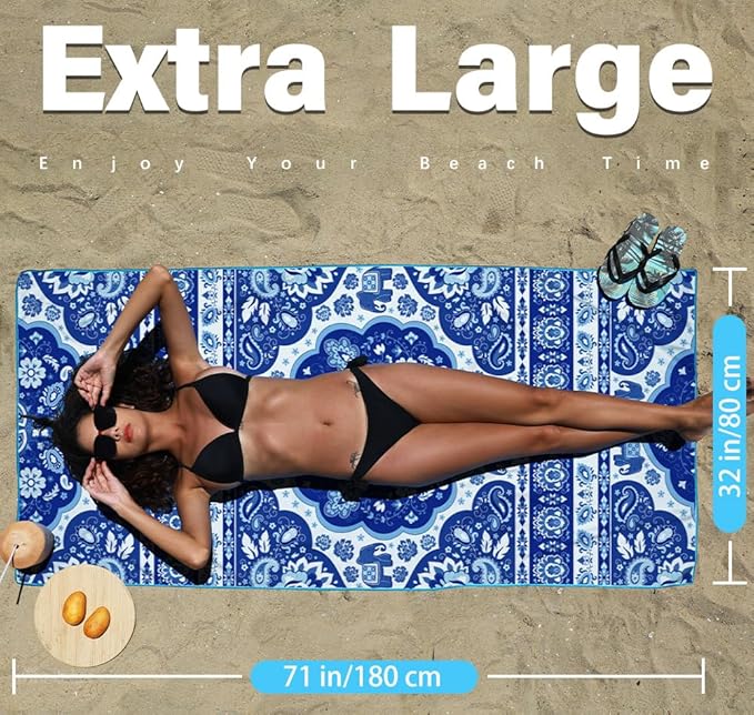Widdonen Microfiber Lightweight Beach Towel Sand Free Quick Dry Absorbent Thin Compact Towels for Swimming Pool Camping Beach Accessories Large Easy Pack Travel Things for Vacation Essentials Gift