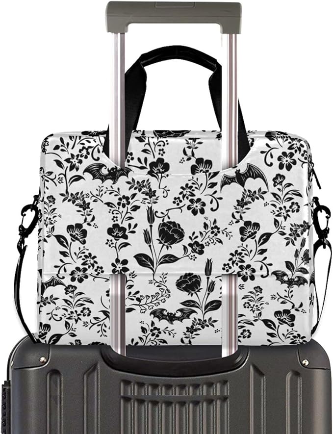 Laptop Bag 15.6 inch, Waterproof Laptop Case with Strap, Protective Laptop Carrying Case for Women&Men, Goth Bat Foral