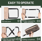 Ultra-Thin Portable Folding Stool - 1.97" Slim Fold, 0.99LB Lightweight, 200LB Capacity Camping Chair for Adults, Compact Collapsible Seat for Outdoor Fishing, Hiking, Events & Queue（Khaki）