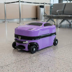 Kids Car Shaped Luggage Telescopic Handle Child's Sit on Suitcase Lightweight 3D Cartoon Car Suitcase for Young Children, Vacation, Airport, White