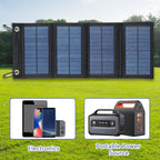 100W Solar Panel Folding Charger IP65 Waterproof USB Solar Power Charger with 2 Hooks & 1 Adapter, Portable SunPower Solar Panel for Camping Power Bank Phone Charger for Outdoor