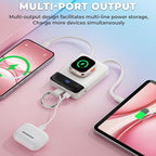 Portable Charger,5000mAh PD 20W Super Fast Charging Power Bank with Built-in Cables,Travel Keychain Battery Pack for Apple Watch Ultra/11/10/9/8/7/6/SE,iPhone 17/16/15/14/13/12 (White)