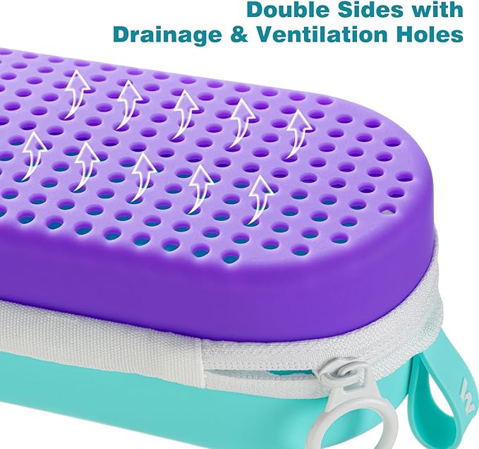 Swim Goggle Case For Swimming Goggles, Swimmer Gifts for Kids Teens Adults, Silicone Cases with Drain Hole