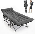 Camping Cot, Folding Camp Cot for Adults, Portable Outdoor Cot with Carry Bag & Mattress, Fast Setup, Lightweight Compact Bed for Travel, Home Office Nap (Grey)