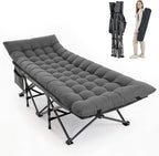 Camping Cot, Folding Camp Cot for Adults, Portable Outdoor Cot with Carry Bag & Mattress, Fast Setup, Lightweight Compact Bed for Travel, Home Office Nap (Grey)