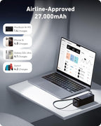 Laptop Power Bank, 27000mAh (99.9Wh) Portable Laptop Charger, PD 3.1 USB C in&Out Fast Charger External Battery Pack for iPhone 17 16 15 Pro Samsung MacBook Dell XPS iPad Steam Deck etc