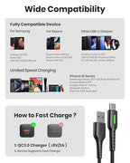 INIU USB to C Cable, 3 Packs [1.6ft+6.6ft*2] 3.1A USB A to USB C Fast Charging Cable, Braided Type C Phone Charger Cord for iPhone 16 15 Pro Samsung Galaxy S21 S20 S10 S9 Pixel LG Android